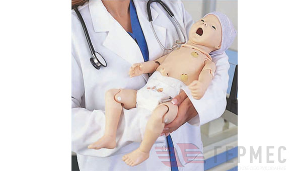 Мобильный дистанционный манекен новорожденного  для оказания неотложной помощи в команде при  различных состояниях с возможностью мониторинга и  записи основных жизненных показателей 10439